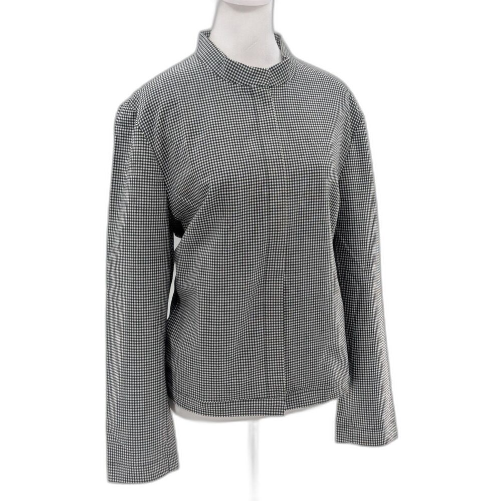Talbots Petites Blazer Vintage Checkered Black White Coat Size Large